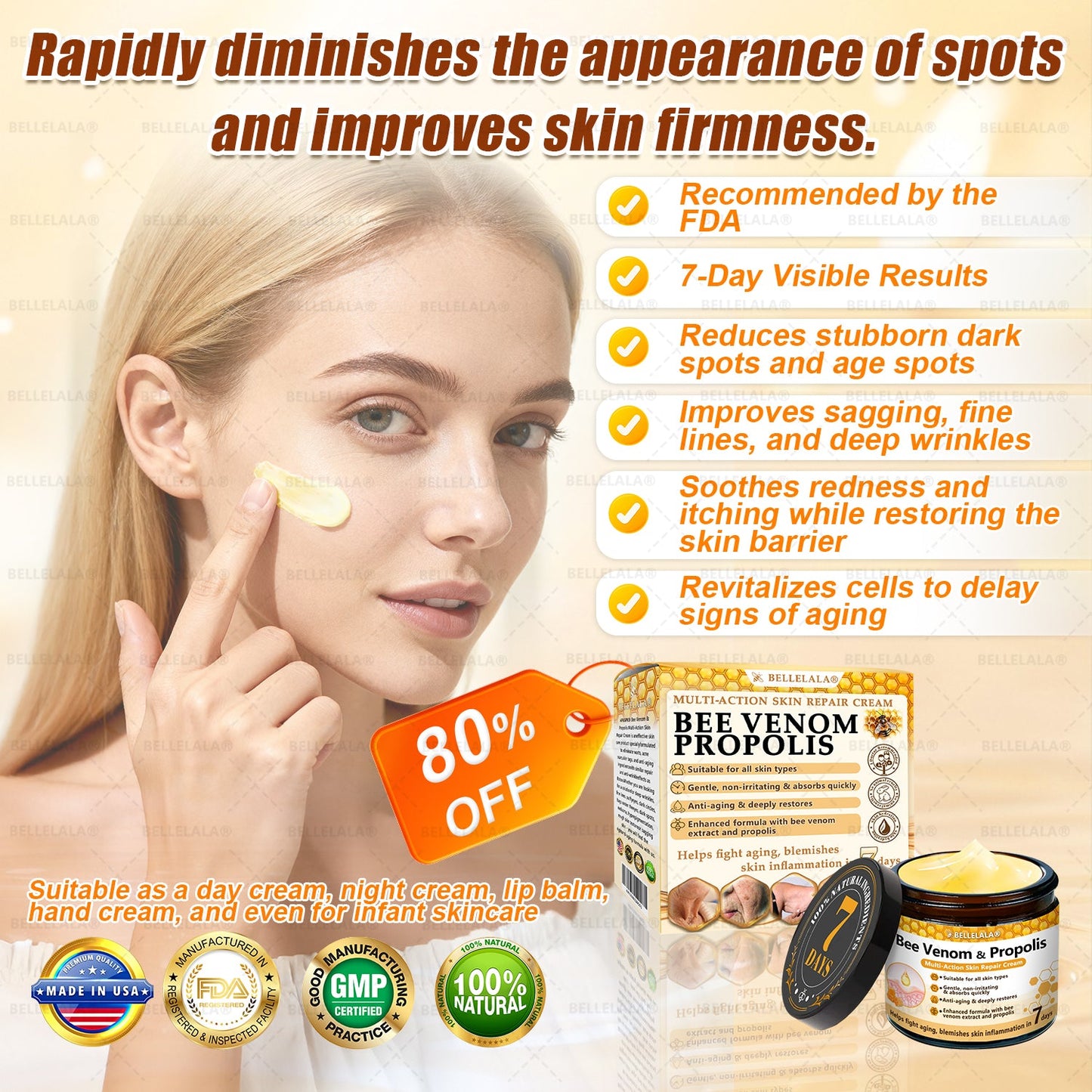 Official Store | 𝗕𝗘𝗟𝗟𝗘𝗟𝗔𝗟𝗔® 𝗕𝗲𝗲 𝗩𝗲𝗻𝗼𝗺 & 𝗣𝗿𝗼𝗽𝗼𝗹𝗶𝘀 𝗠𝘂𝗹𝘁𝗶-𝗔𝗰𝘁𝗶𝗼𝗻 𝗦𝗸𝗶𝗻 𝗥𝗲𝗽𝗮𝗶𝗿 𝗖𝗿𝗲𝗮𝗺 (Effective Within 7 Days)Bee Venom + 𝗣𝗿𝗼𝗽𝗼𝗹𝗶𝘀 · 7X Deep Hydration, targets wrinkles, sagging, stretch marks, dark spots, purpura, inflammations and more